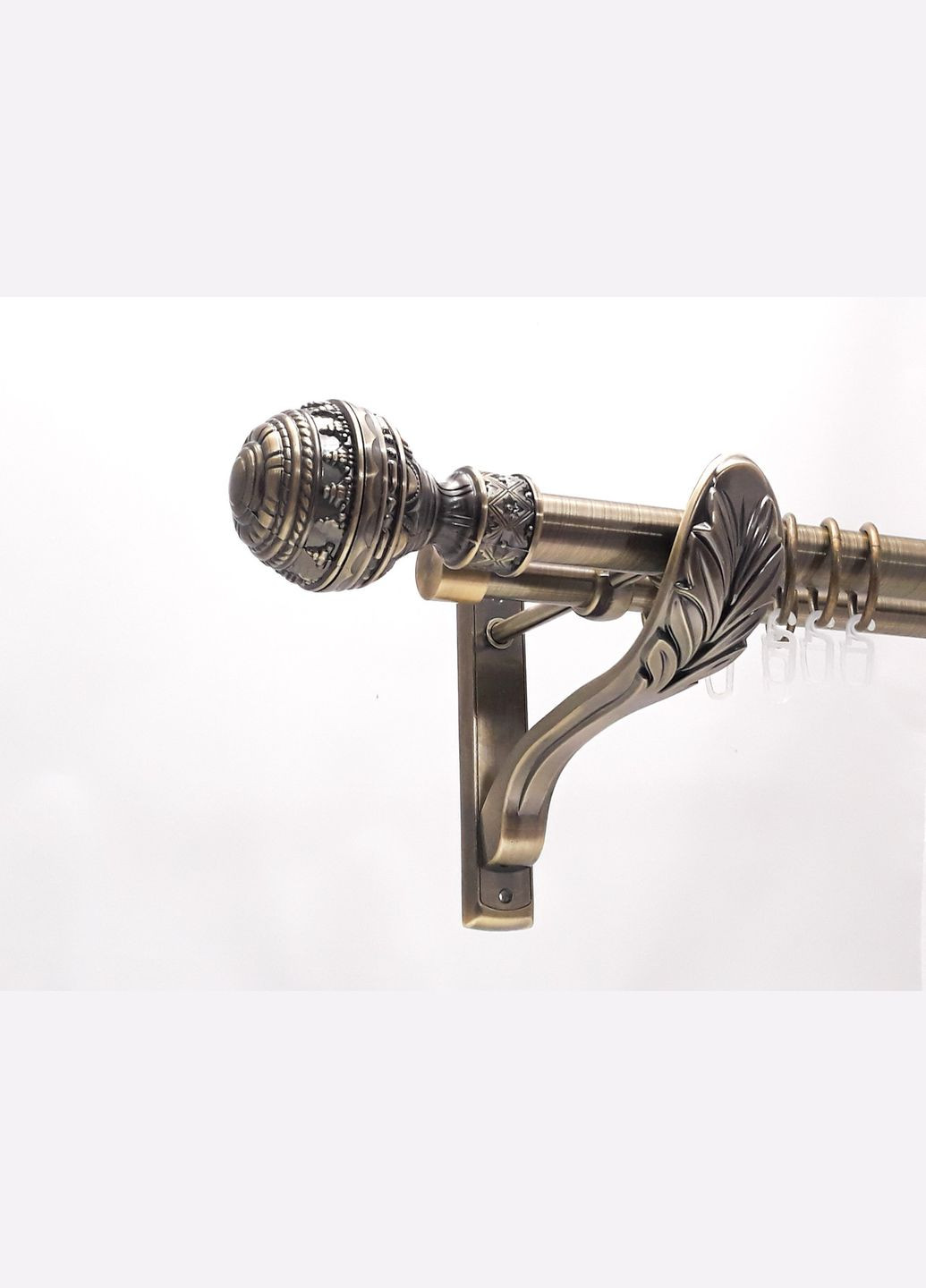 Карниз для штор Арабеска металевий дворядний ретро гладка труба кільце металеве Антик 25\19 мм 240 см ORVIT (299334728)