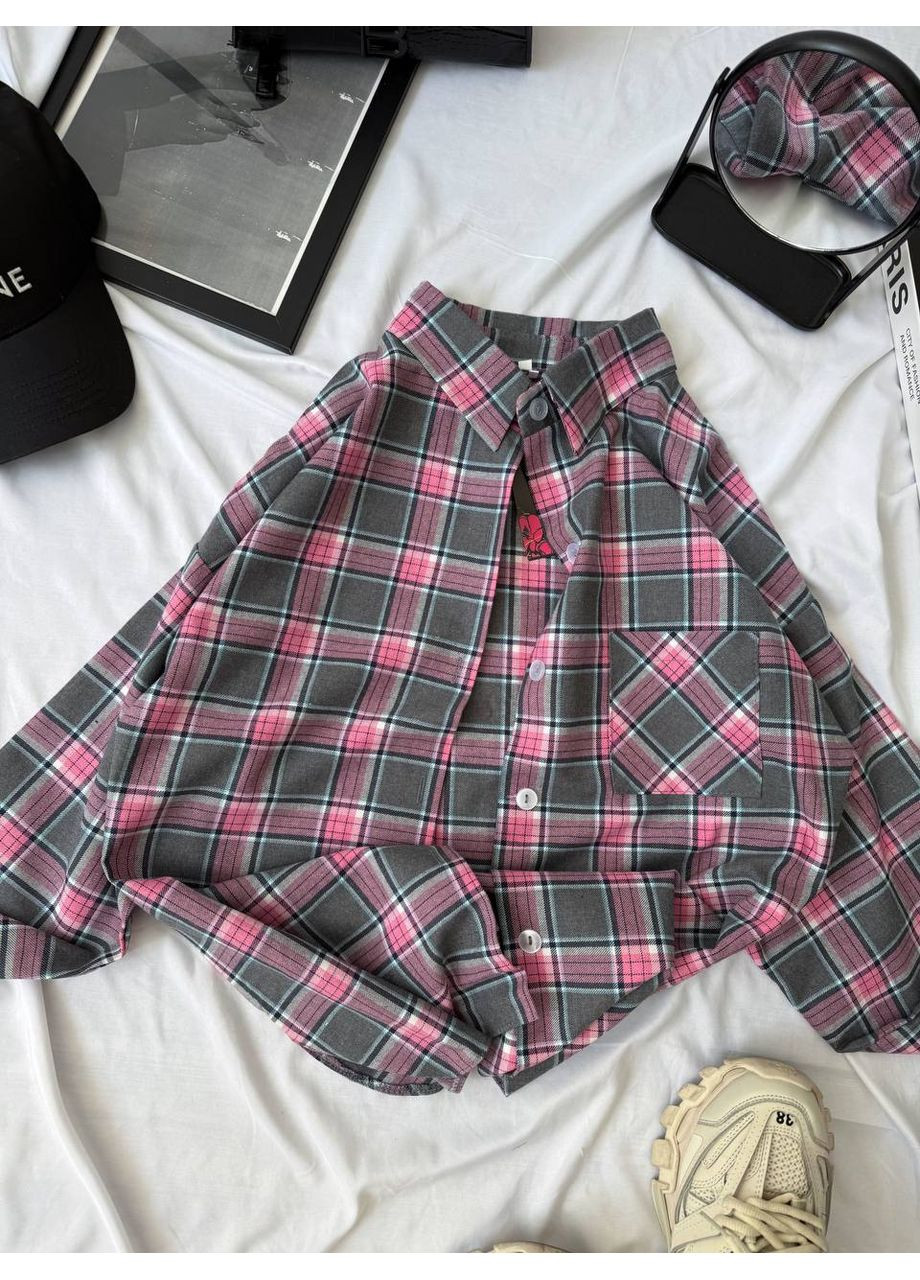 Розовая повседневный рубашка Україна с длинным рукавом