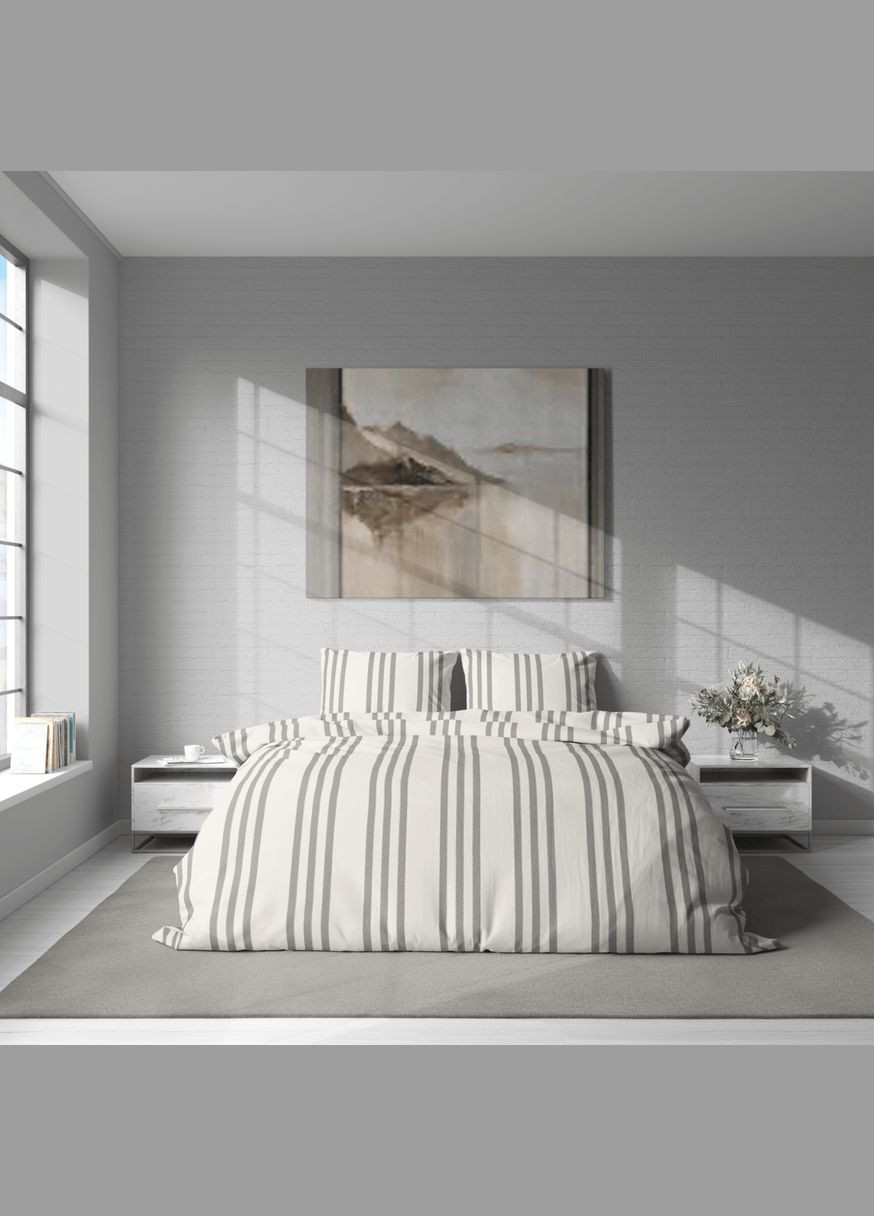 Постельное белье “ ”,Полисатин,Молочный с серым,Полтораспальный P-0161 Lelit (308071798)