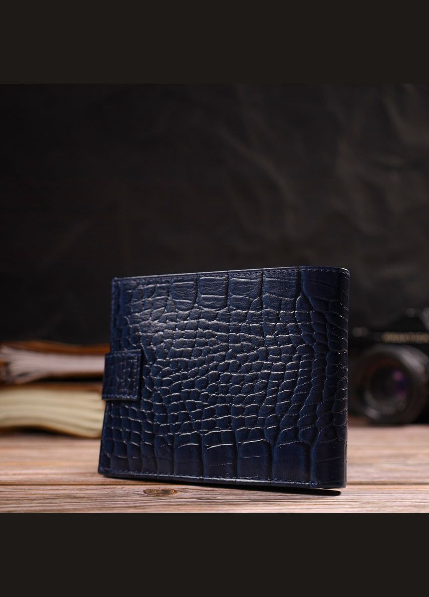 Красивый горизонтальный кошелек для мужчин из натуральной кожи с тиснением под рептилию 21889 Canpellini (329195993)