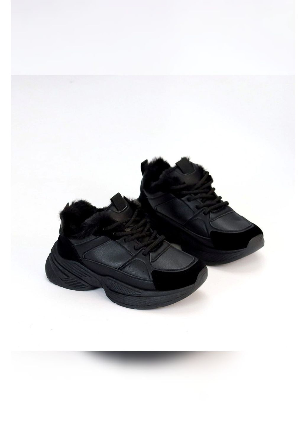 Чёрные женские кроссовки с мехом зимние тёплые Viki Кросівки чёрные зима (364193809)