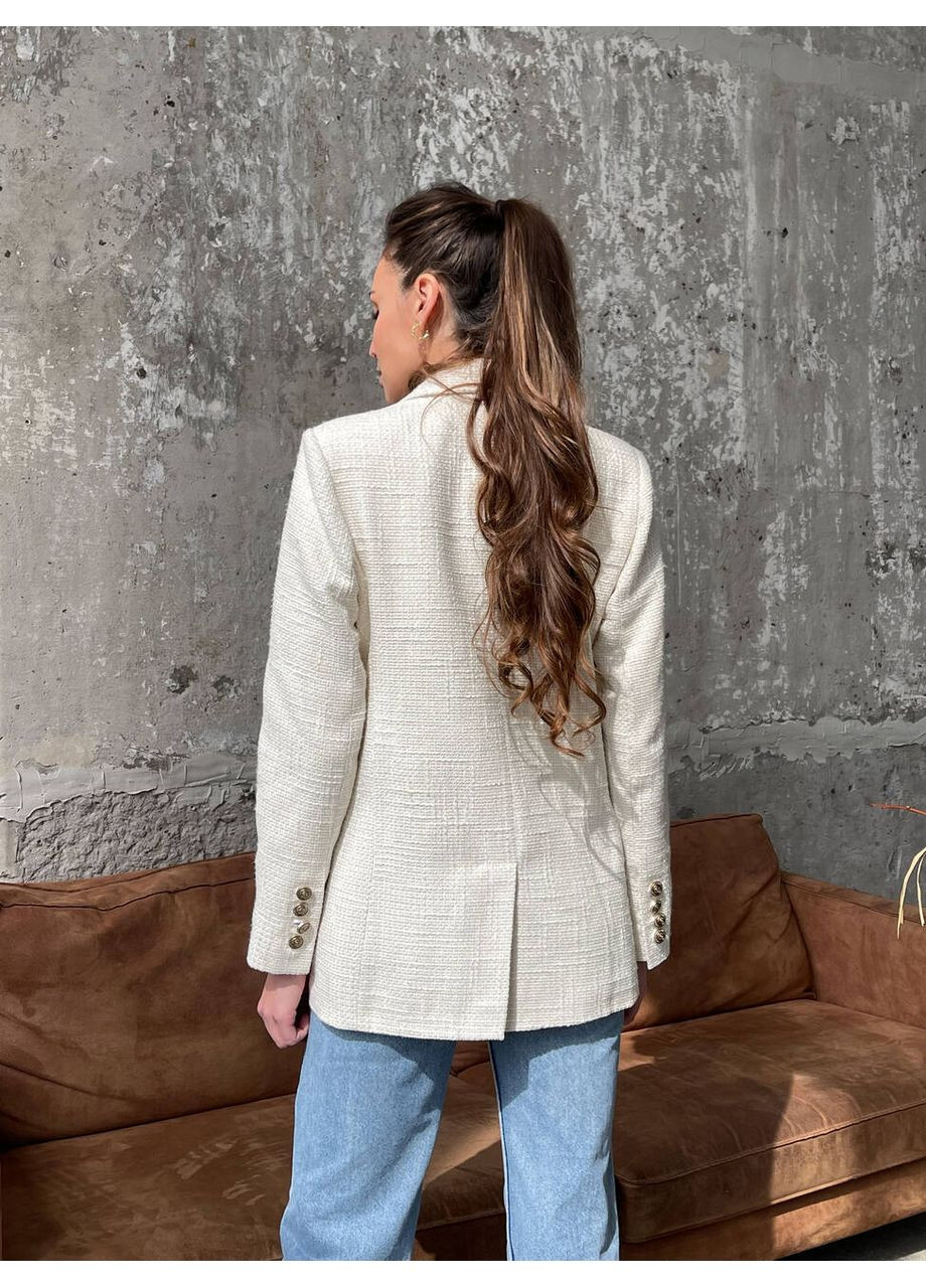 Молочный женский женский пиджак ricco с карманами (mil526) milirud - всесезон