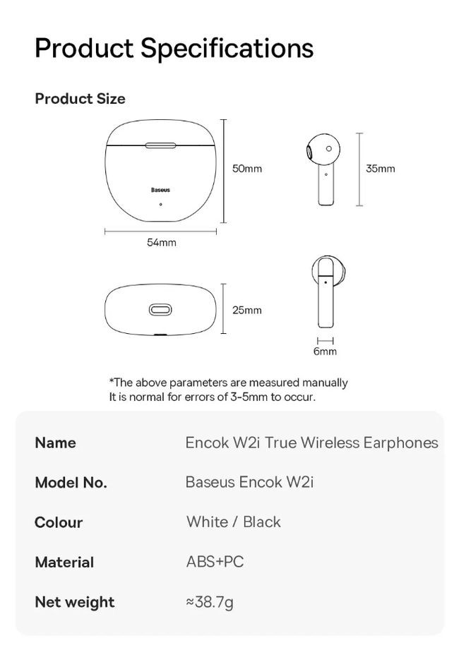 Беспроводные наушники Bowie W2i TWS Черные Baseus (300523987)