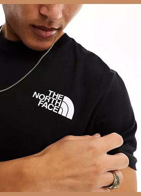 Черная футболка мужская The North Face collage back print T-shirt black pink