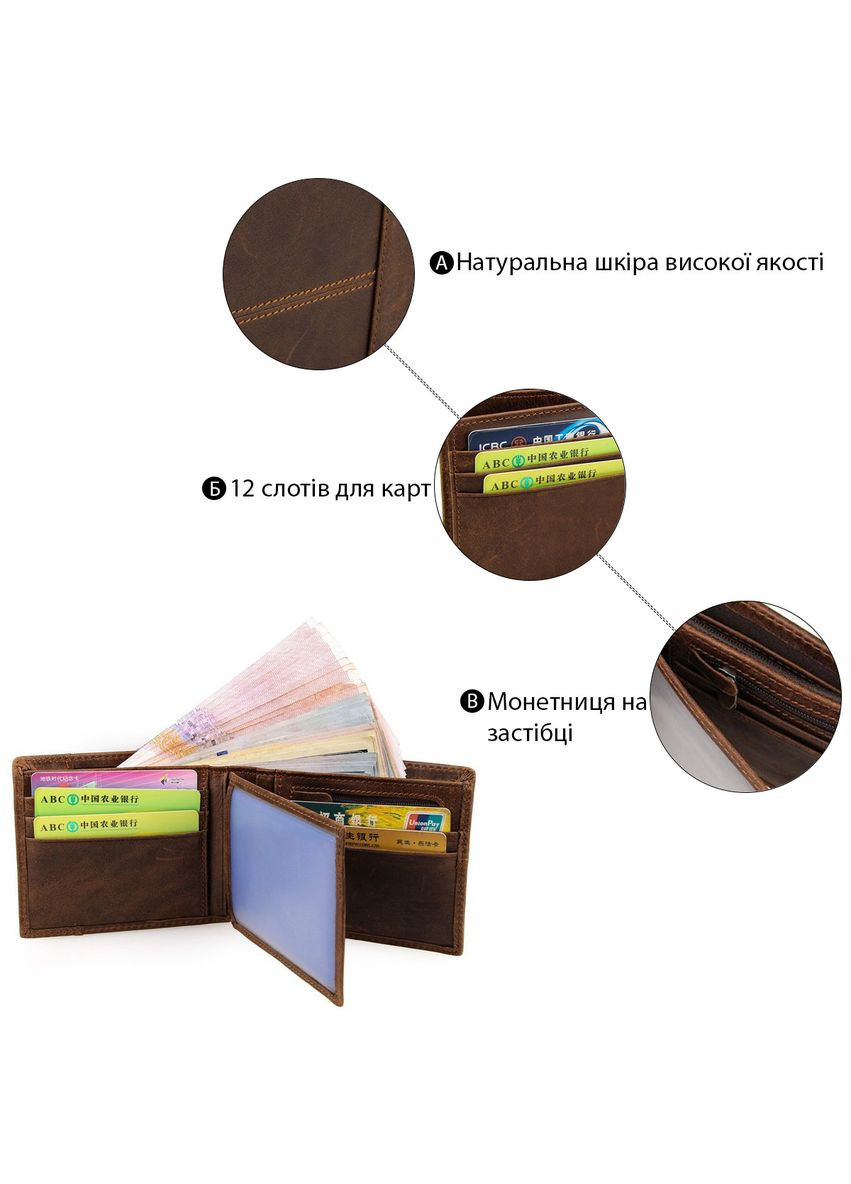 Гаманець чоловічий 14225 Коричневий Vintage (329148805)