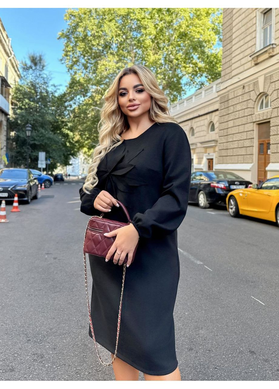 Черное праздничный, деловое, кэжуал женское платье замшевая Style Point однотонное