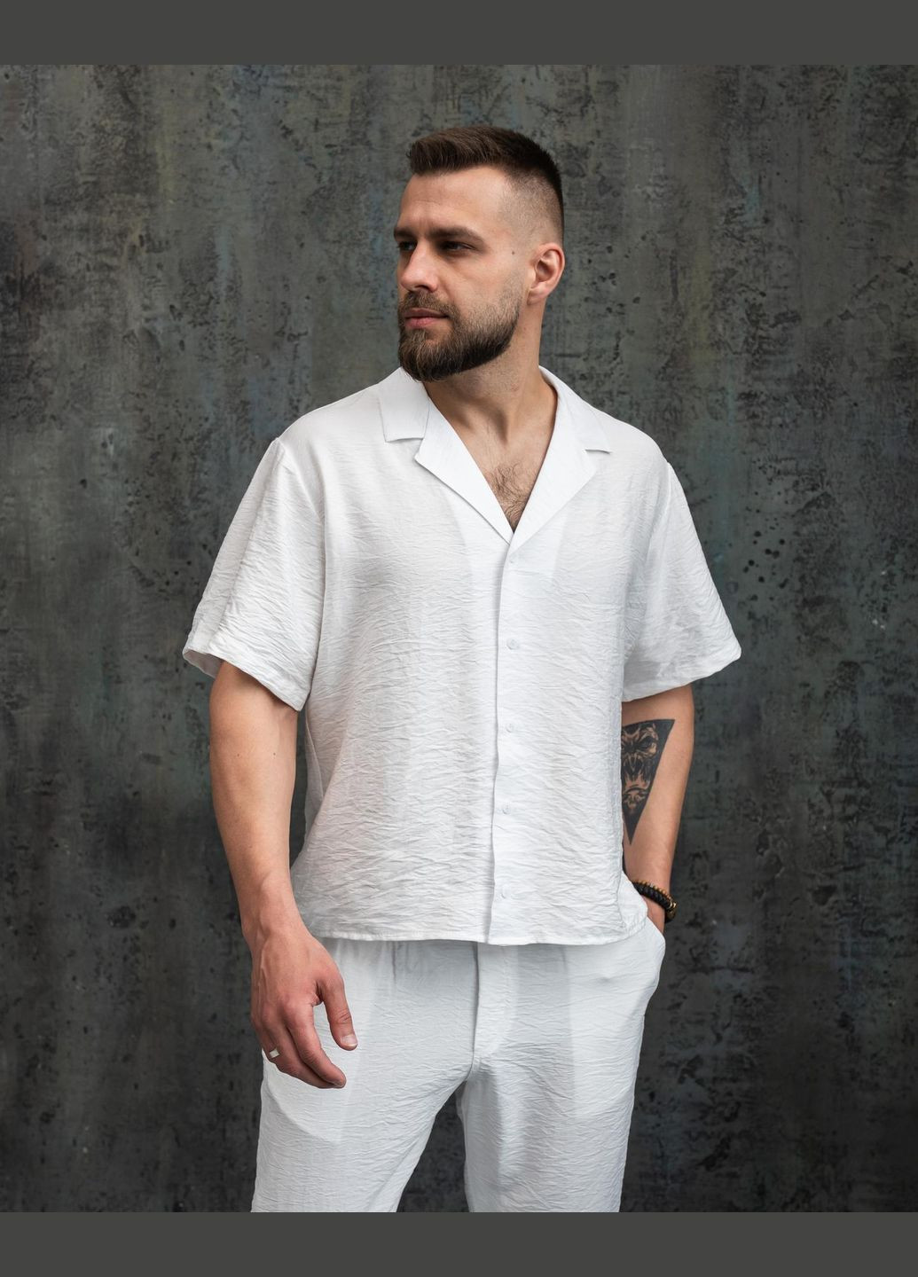 Білий літній костюм весна/літо легка дихаюча натуральна тканина No Brand