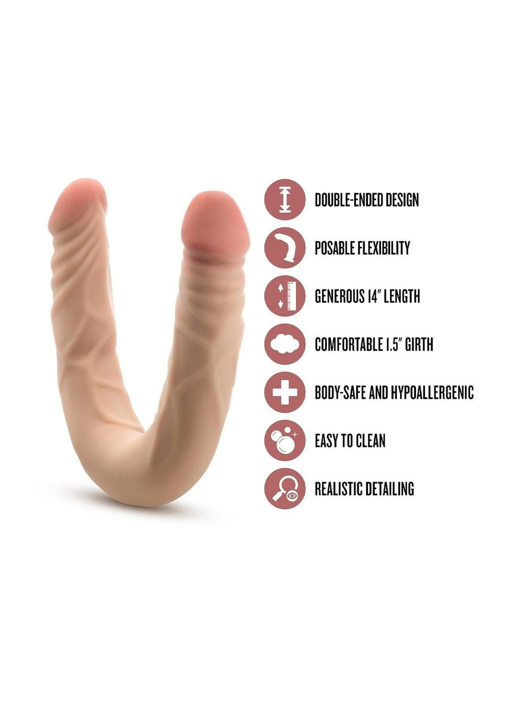 Двухсторонний реалистичный фаллоимитатор Dr. Skin телесный Blush (328961229)
