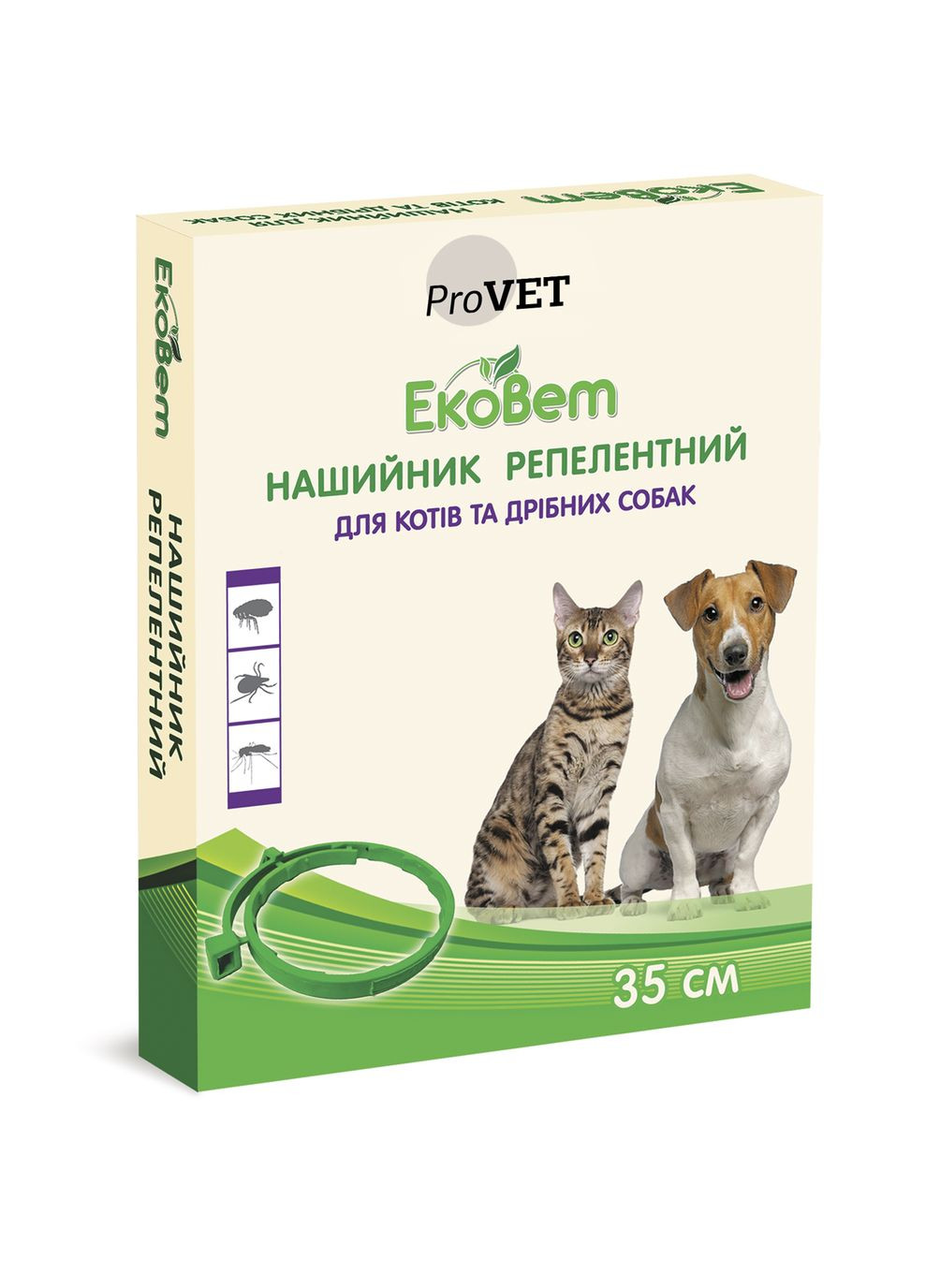 Репеллентный ошейник от блох и клещей ЭкоВет для кошек и мелких пород собак 35 см (4823082411153) ProVET (279564384)