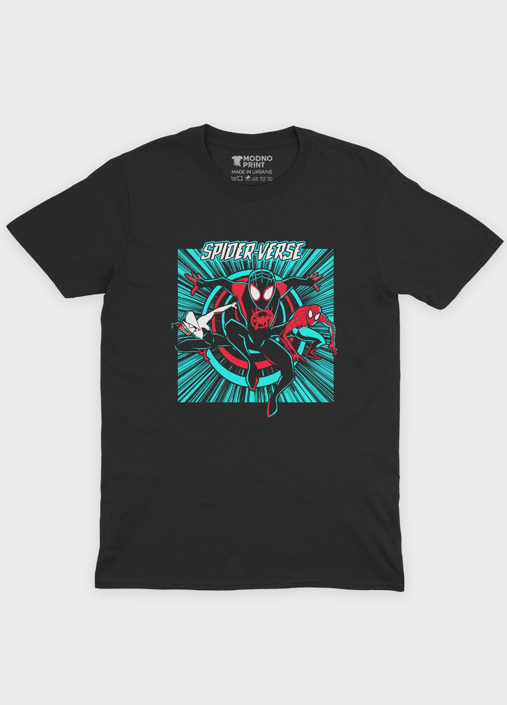Чорна чоловіча футболка odno з принтом супергероя - людина-павук m (ts001-1-bl-006-014-055) Modno