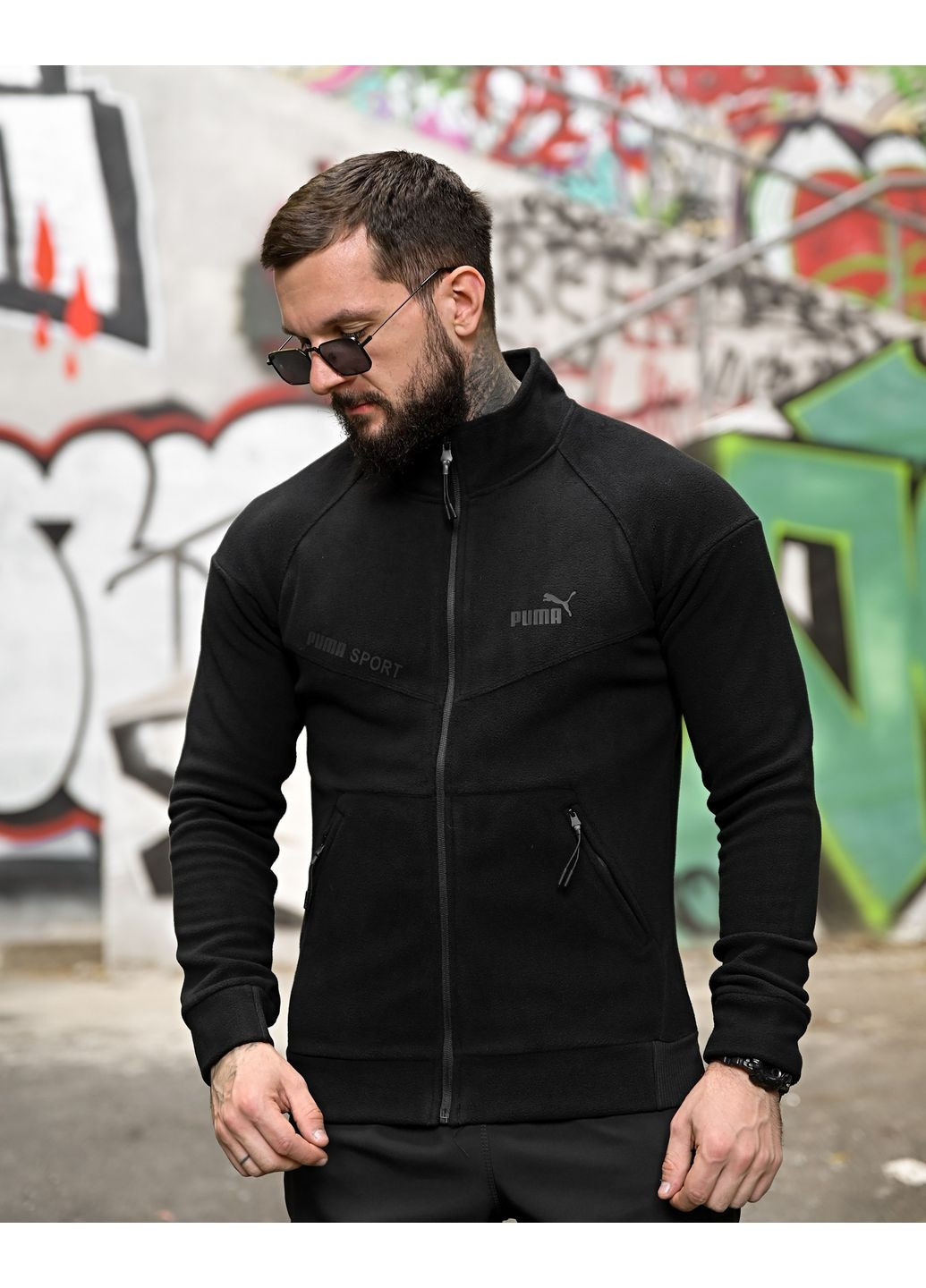 Мужская демисезонная кофта на флисе черная Puma (361245570)