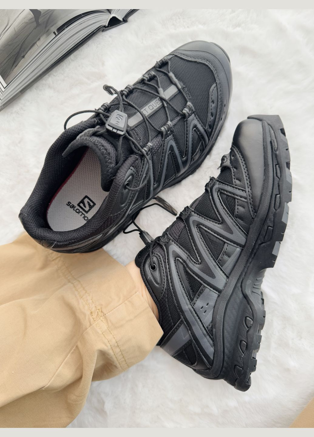 Кросівки жіночі і чоловічі Salomon XT-Quest black | Саломон ХТ-Квест чорні No Brand чорні демісезони (340055409)