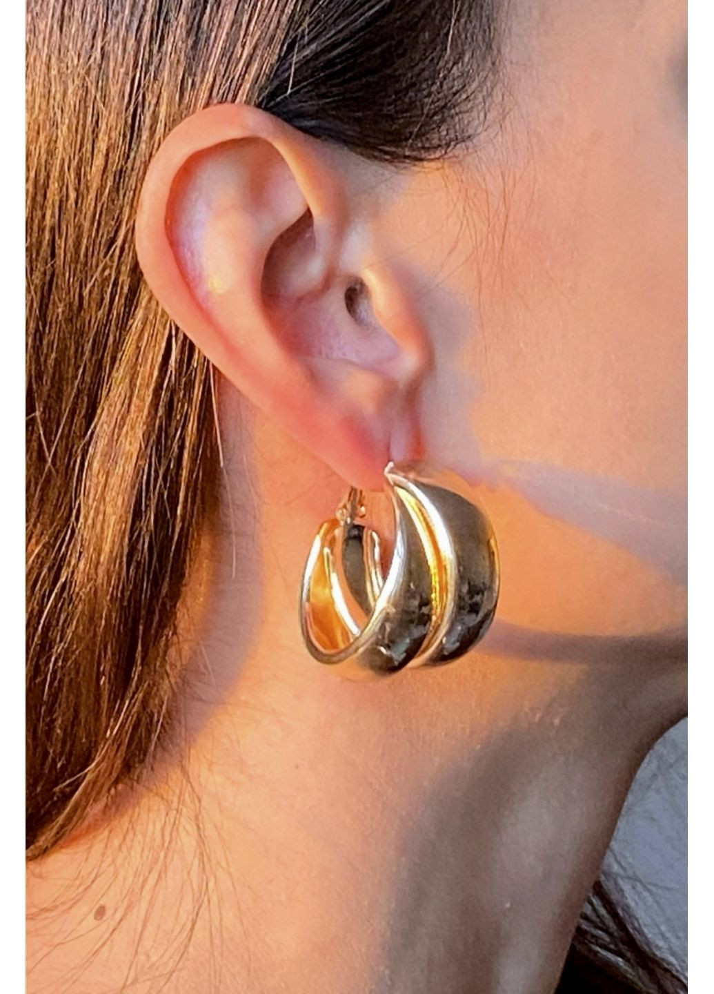 Серьги кольца двойные массивные CHICLY (367831328)