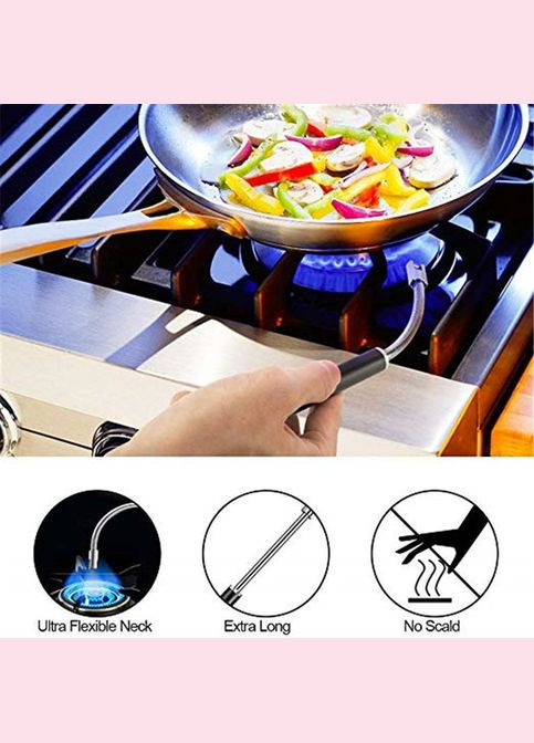 USB запальничка з гнучким проводом для газової плити, духовки, для розпалювання, з вбудованим акумулятором (Grey) Dom (293275149)