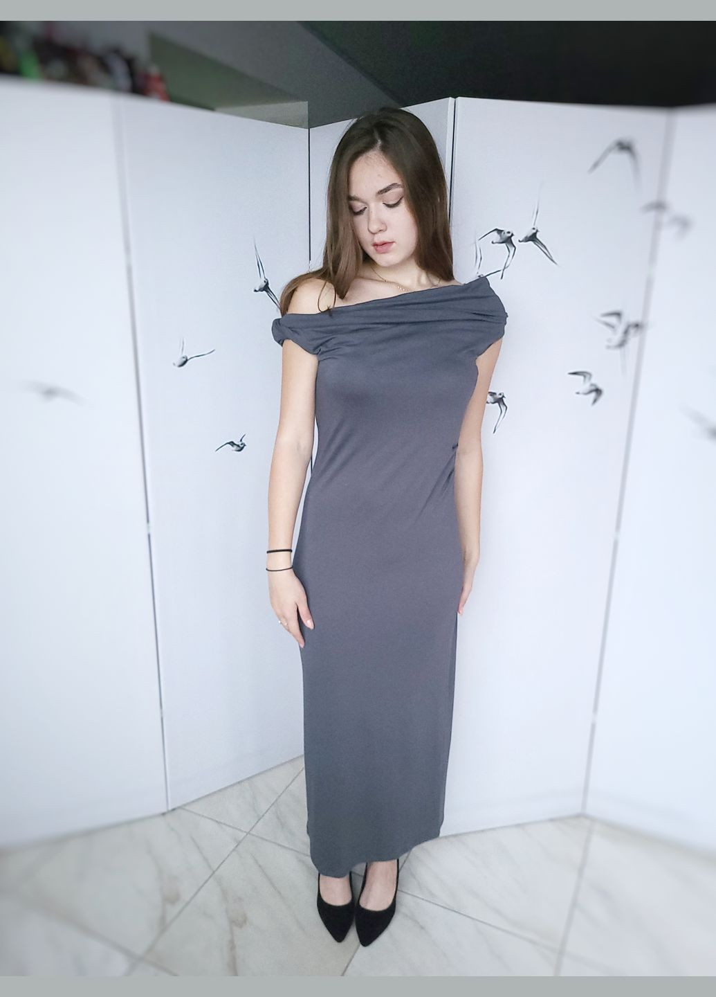 Сіра сукня жіноча без рукав довга однотонна Asos однотонна