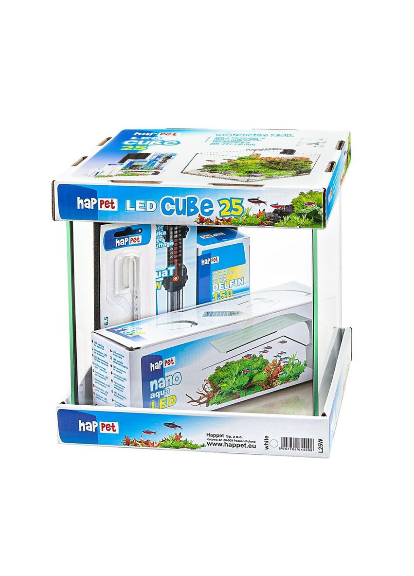 Акваріум "Led Куб 30 чорний" 30x30x33см, 28л. + комплект. Happet (360245554)