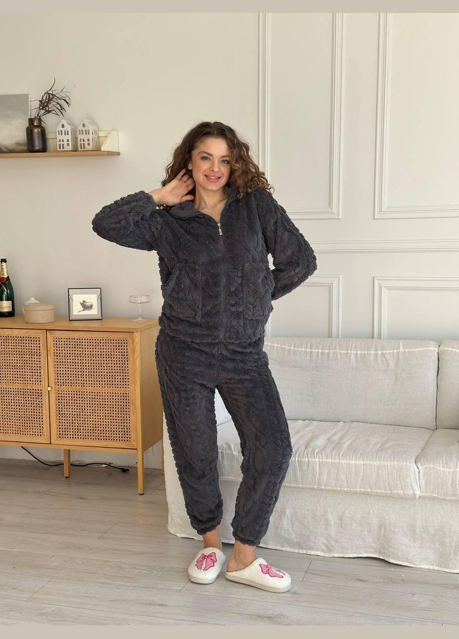 Темно-серая теплая женская пижама GT