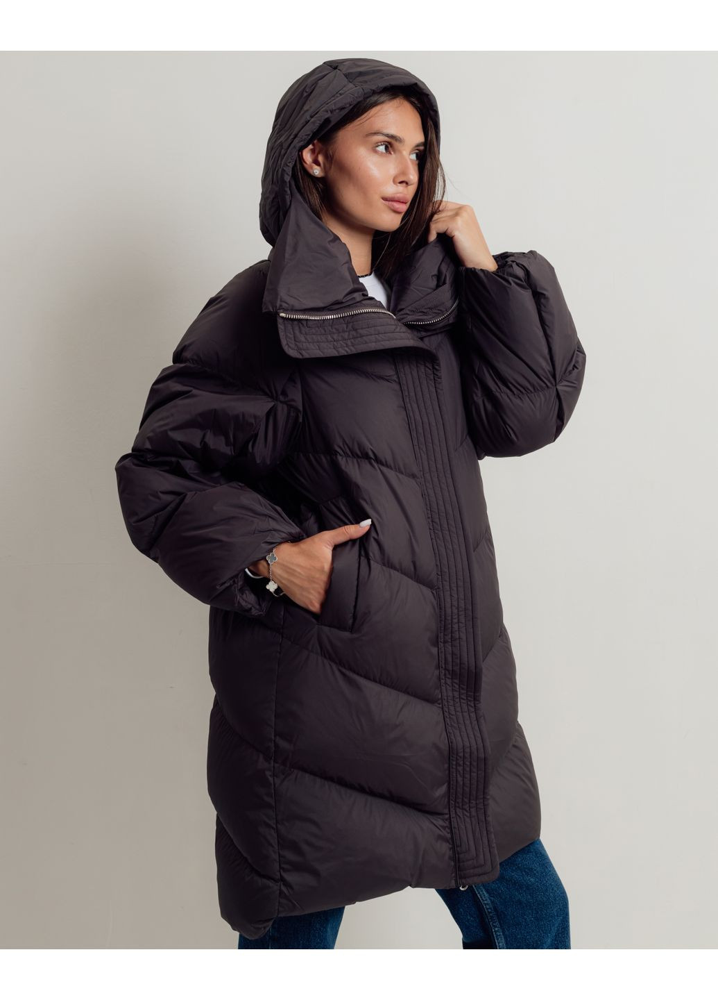 Темно-бордове зимнє Пальто зимове Clasna