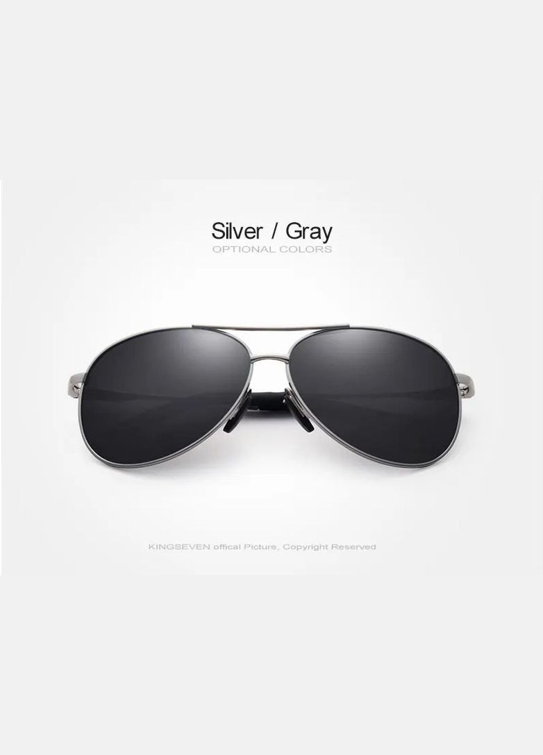 Мужские поляризационные солнцезащитные очки N7013 Silver Gray KINGSEVEN (338596137)