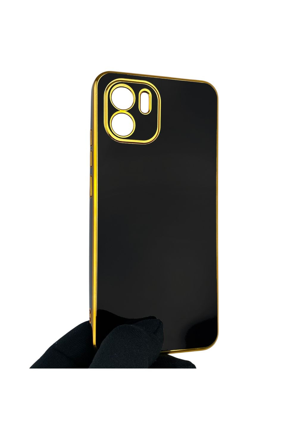 Чохол для Redmi A2 із захистом камери із золотою окантовкою на сяомі редмі а2 чорний gs1 Xiaomi (366233415)