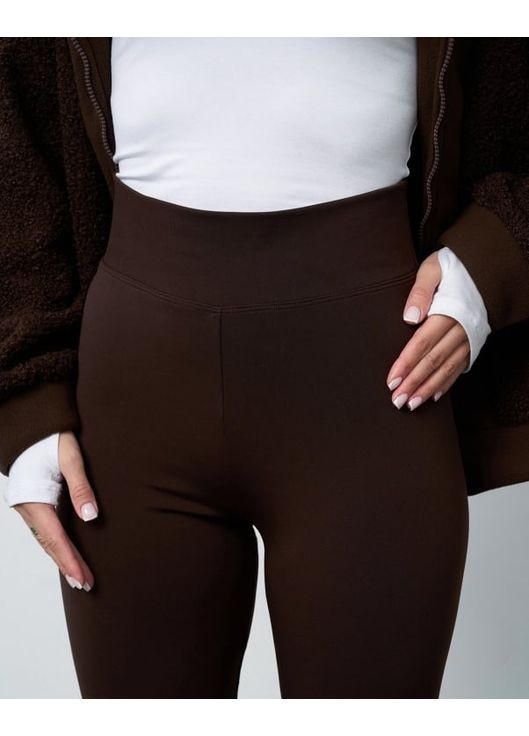 Темно-коричневые зимние леггинсы из утепленной эластики ISSA PLUS
