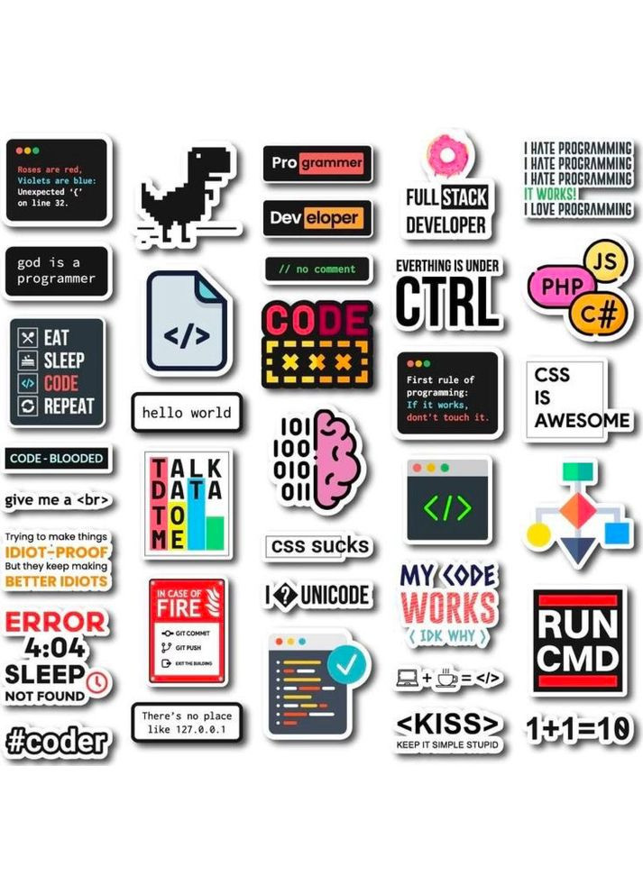 Стікерпак вінілові наклейки МЕРЕЖА програмування. Набір No Brand (323141543)