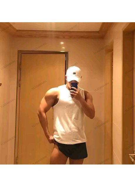 Белая мужская спортивная майка для тренажерного зала, летняя майка для фитнеса No Brand Майка