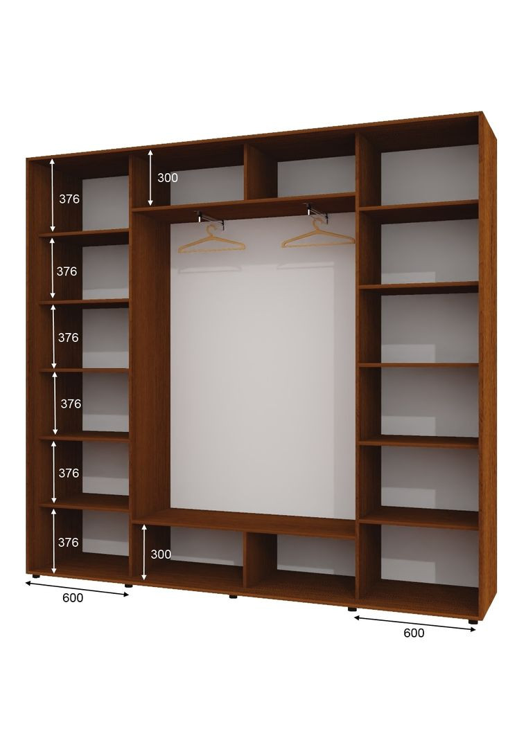 Шкаф-купе трехдверный 260*45*230 см Орех лесной 3 двери ДСП + Зеркало + ДСП ШК-05 Алекса (360433387)