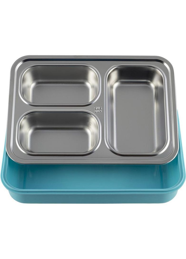 Ланч-бокс Snack 1200мл на 3 секции, пластик и нержавеющая сталь, голубой Kamille (330020461)