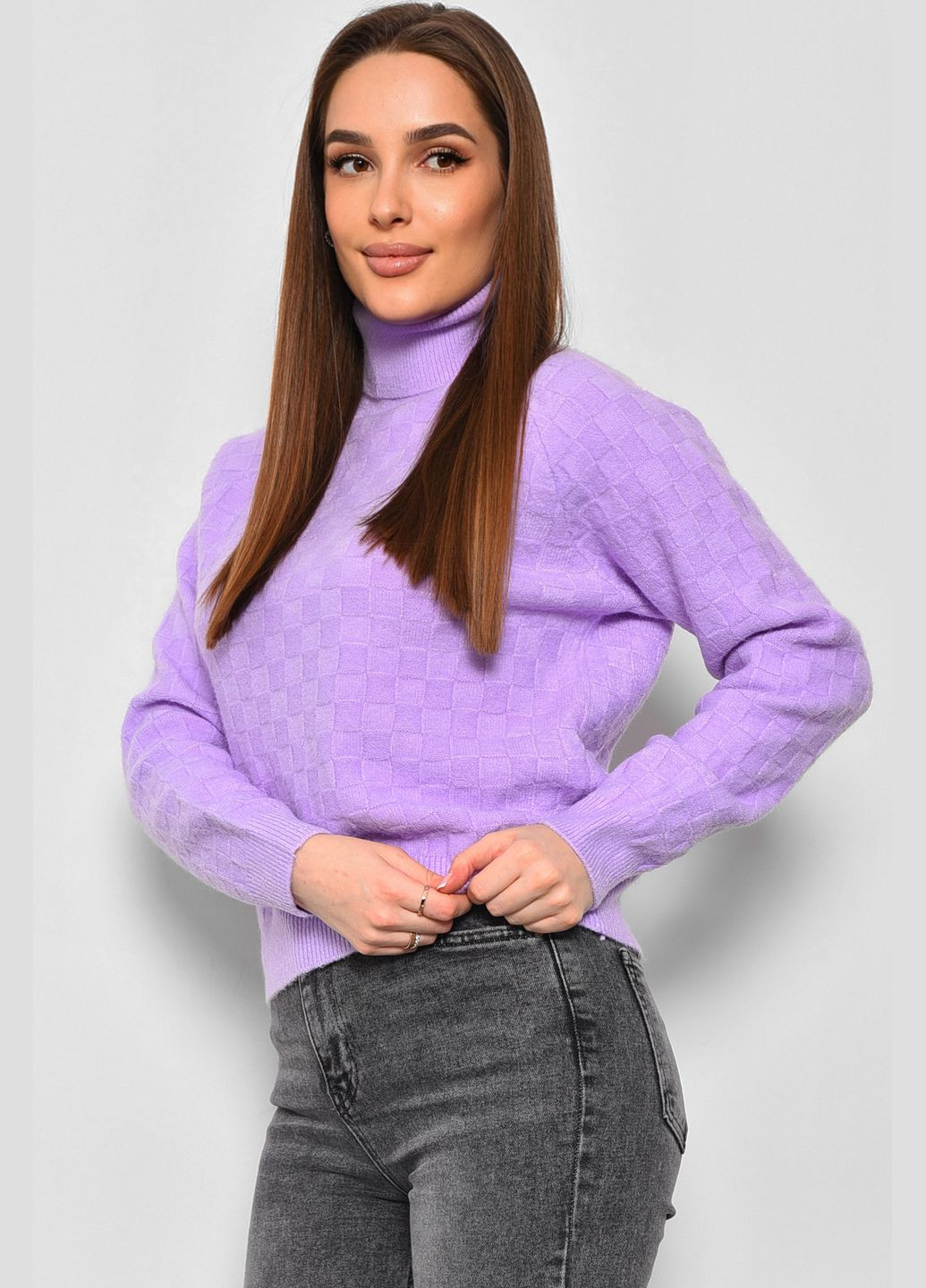 Бузковий зимовий светр жіночий бузкового кольору пуловер Let's Shop