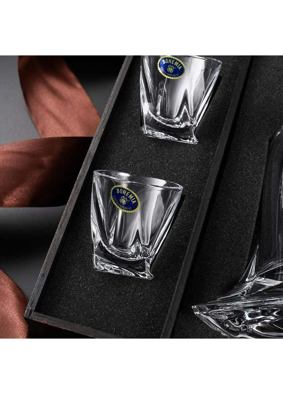 Подарочный набор 6 рюмок Quadro с графином Quadro 500 мл Bohemia (364550542)