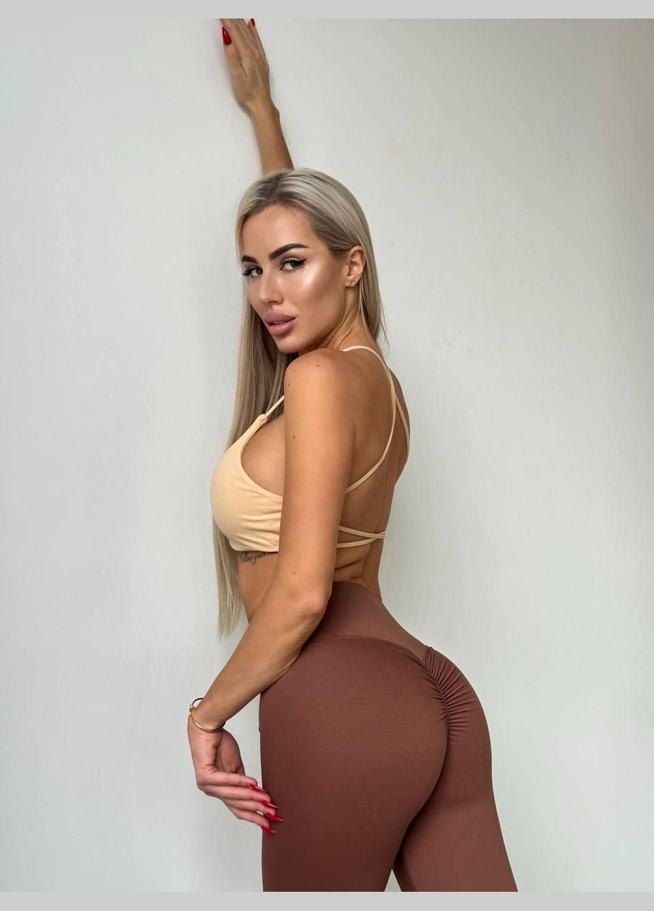 Спортивный комплект (топ «на бретелях» с чашками и леггинсы «Brazilian» с пуш-ап), размер S Trends (330757034)