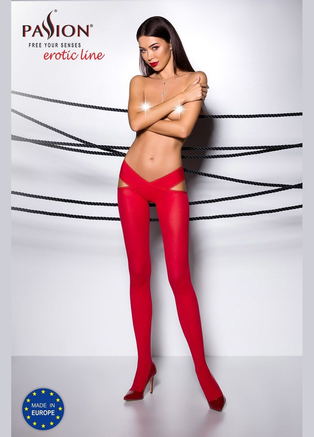 Эротические колготки TIOPEN 005 Красные 1/2 60 den - CherryLove Passion (282965351)