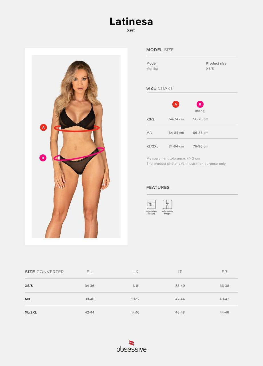 Черный демисезонный комплект latinesa 2-pcs set xl/2xl Obsessive