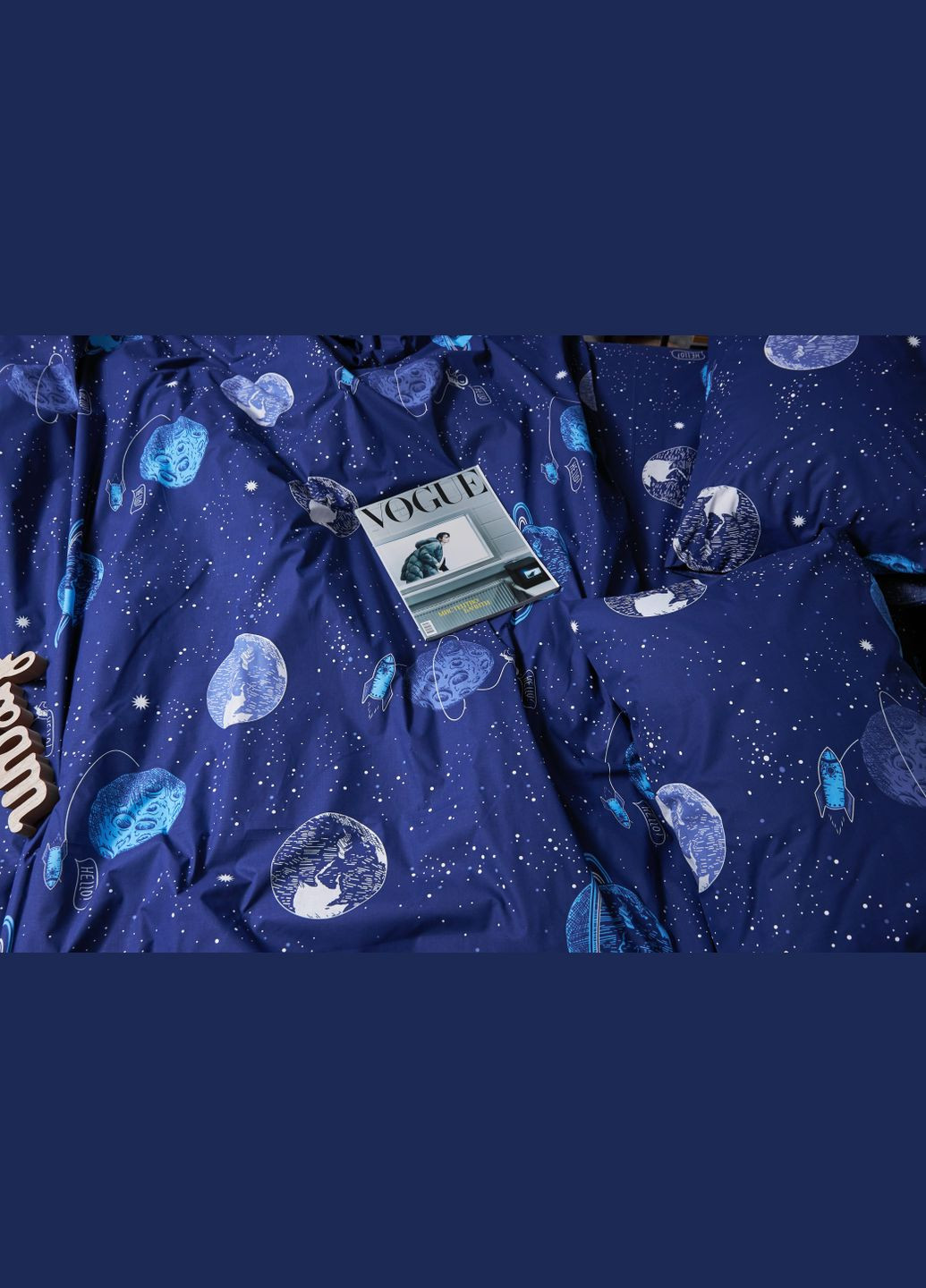 Комплект постільної білизни Бязь Gold Люкс «» двоспальні 175х210 наволочки 2х70х70 (MS-820004802) Moon&Star Planets (293148059)