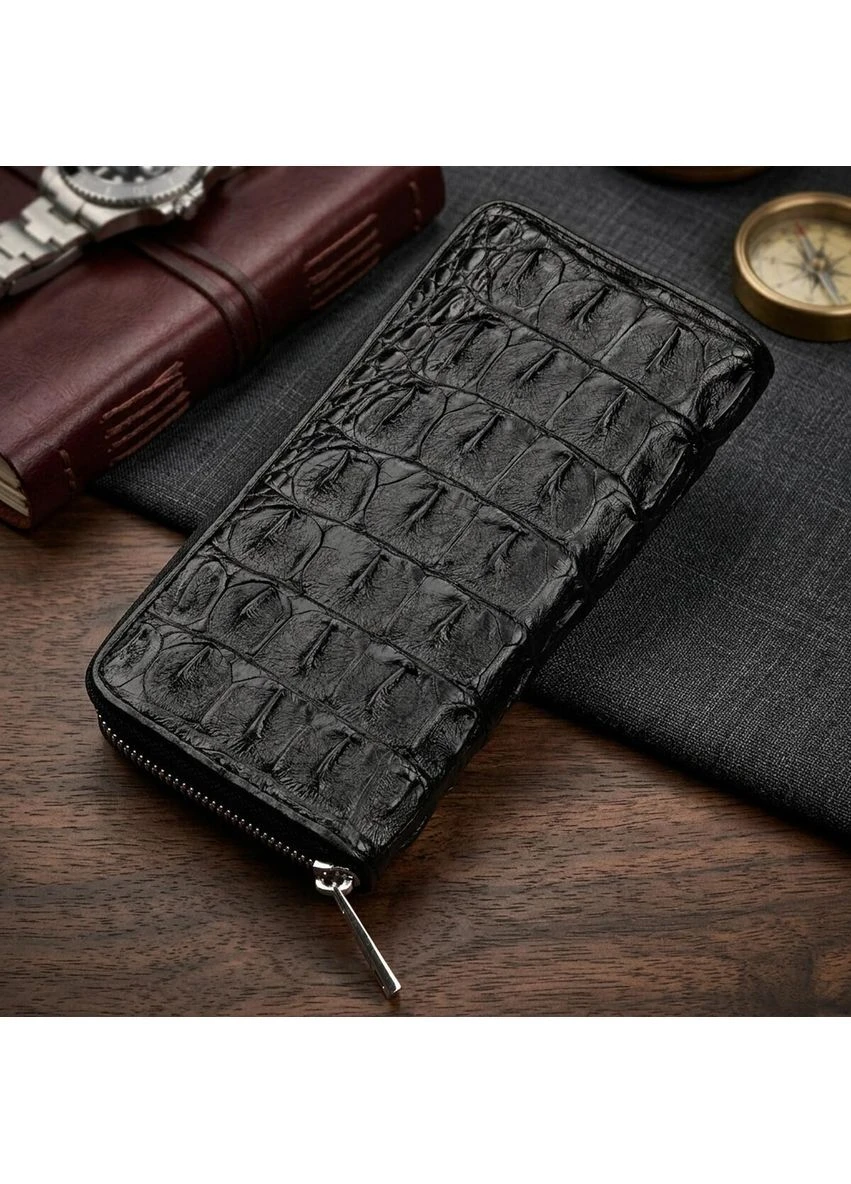 Кошелек-клатч CROCODILE LEATHER из натуральной кожи крокодила Черный Верховинка 18012 (398256124)