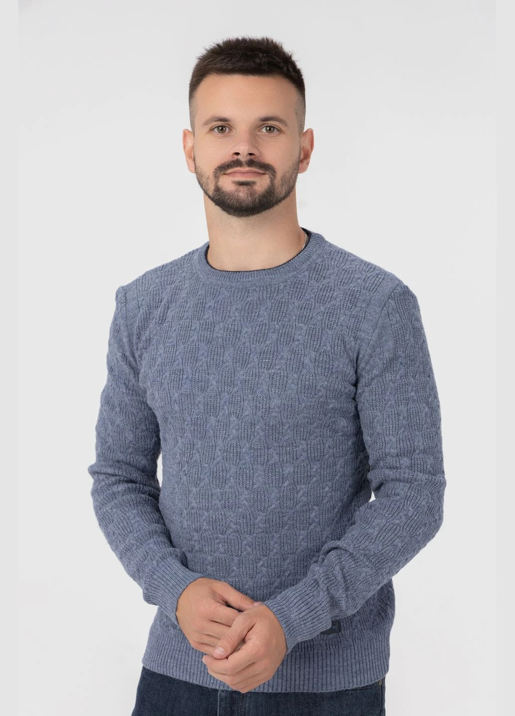 Синій демісезонний джемпер однотонний чоловічий 11002 Stendo