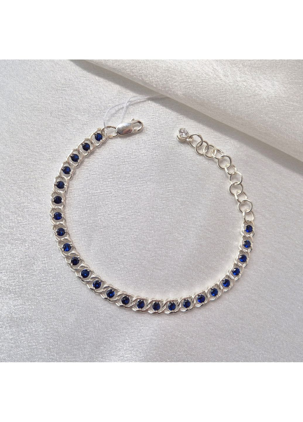 Серебряный браслет Арабский Бисмарк с Синими камнями 17 - 21 см серебро 925 пробы 7003 син 8.22г Nobrand (369612478)