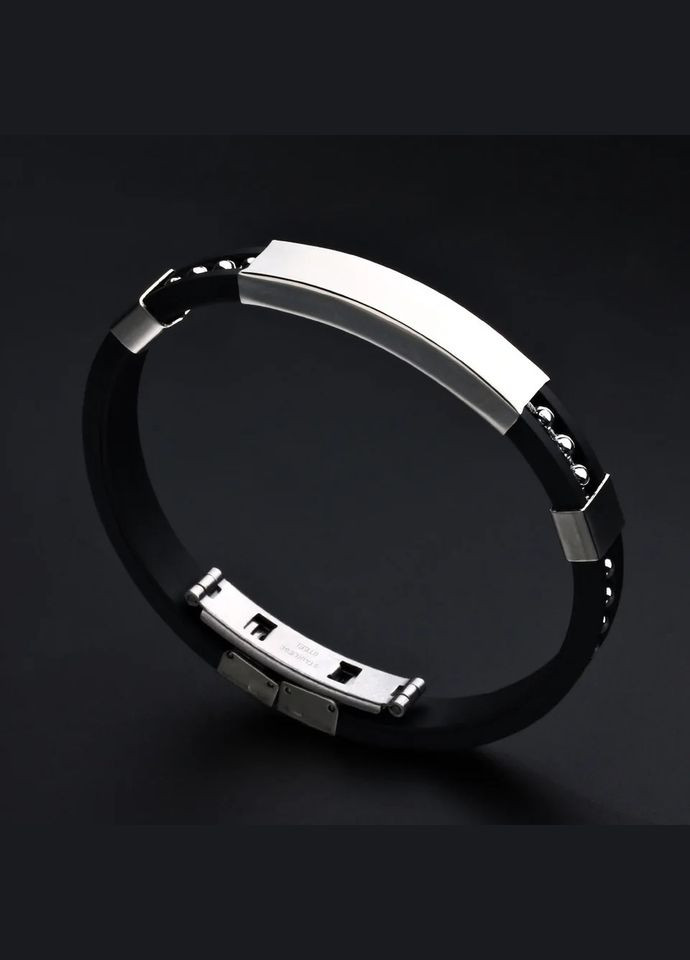 Браслет с гравировкой на подарок каучук с шариковым металлическим наполнением. Индивидуальная гравировка 20 см No Brand (300672355)