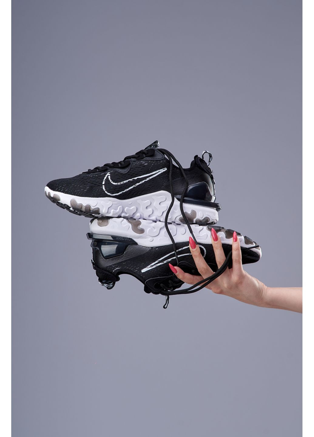 Черные демисезонные кроссовки мужские nike react vision black white v2 найк реакт висион No Brand