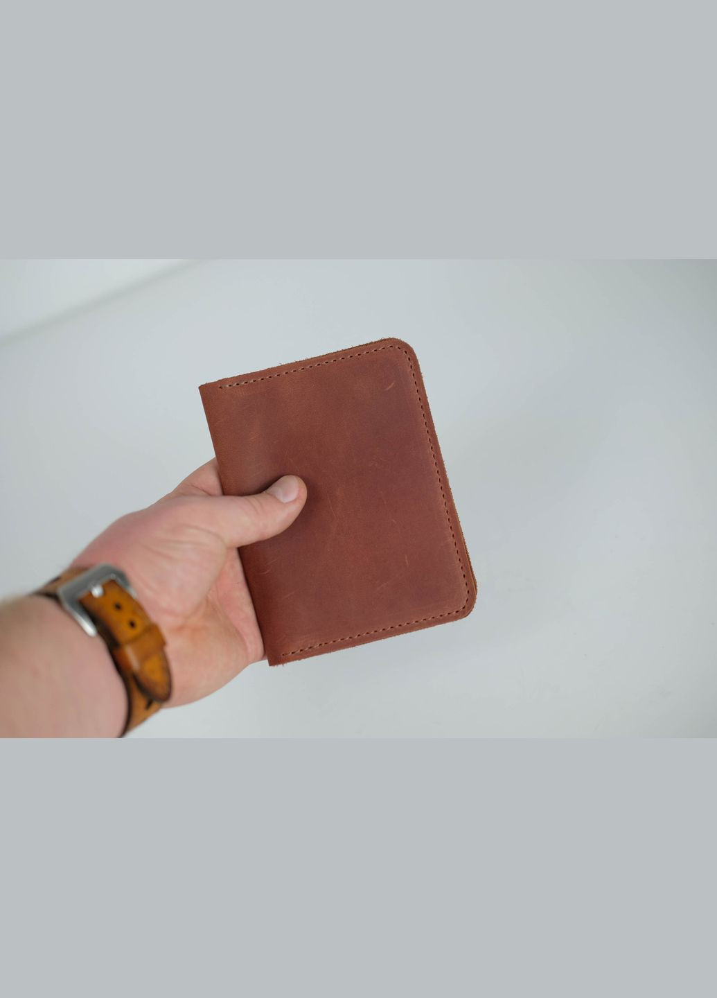 Шкіряна обкладинка для документів Модель №13, натуральна Вінтажна шкіра, колір Коньяк Berty (299397138)