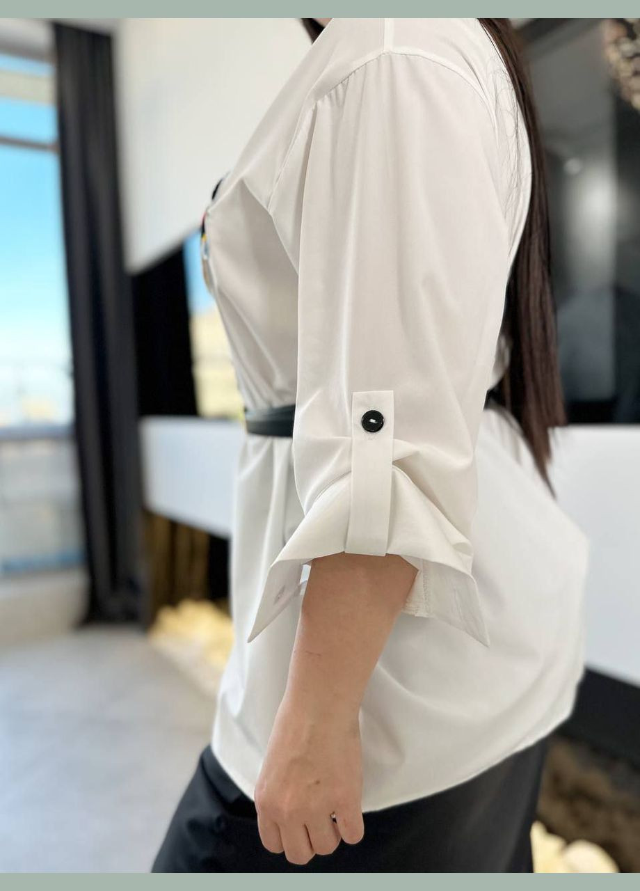 Белая повседневный рубашка Revah с длинным рукавом