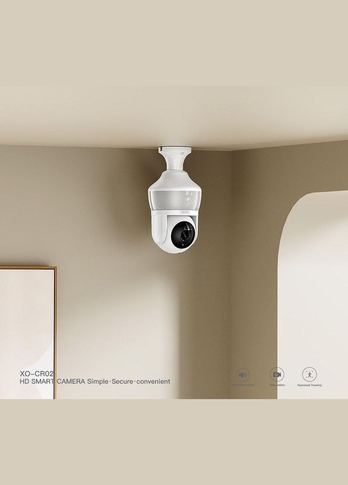 Внутренняя поворотная WiFi видеокамера Wi-Fi CR02 Magic Light Bulb EU 3Мп для видеонаблюдения Белая XO (329694936)