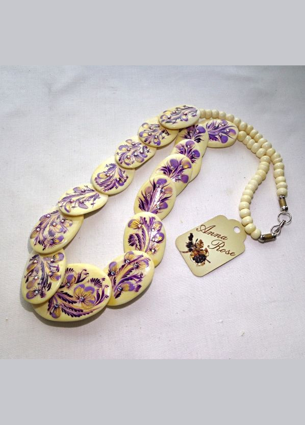 Колье украшение на шею слоновая кость "Нежные Фиалки" No Brand (358224482)