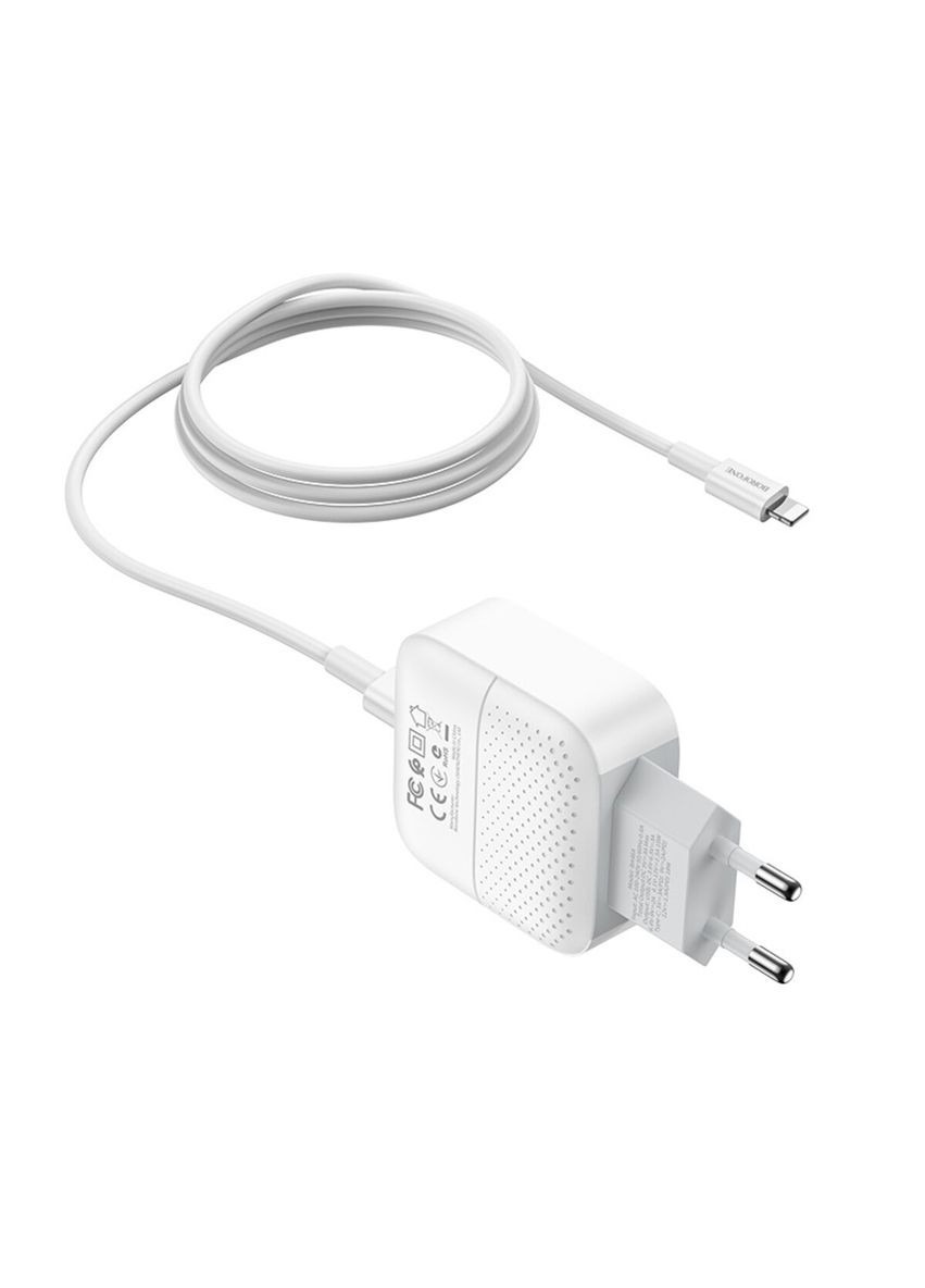 Сетевое зарядное устройство BA46A Premium PD + QC3.0 (TypeC to Lightning) 18W White Borofone (300680710)
