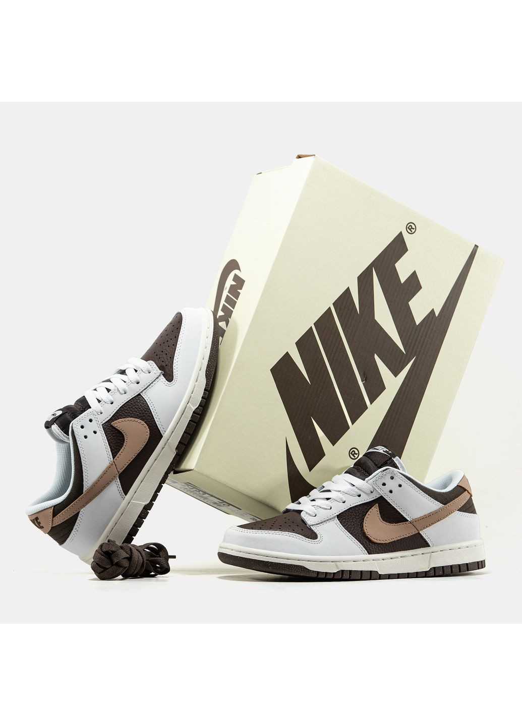 Кроссовки мужские и женские Nike SB Dunk Low Grey Brown Beige | Найк СБ Данк низкие коричневые No Brand коричневые демисезоны (366342715)