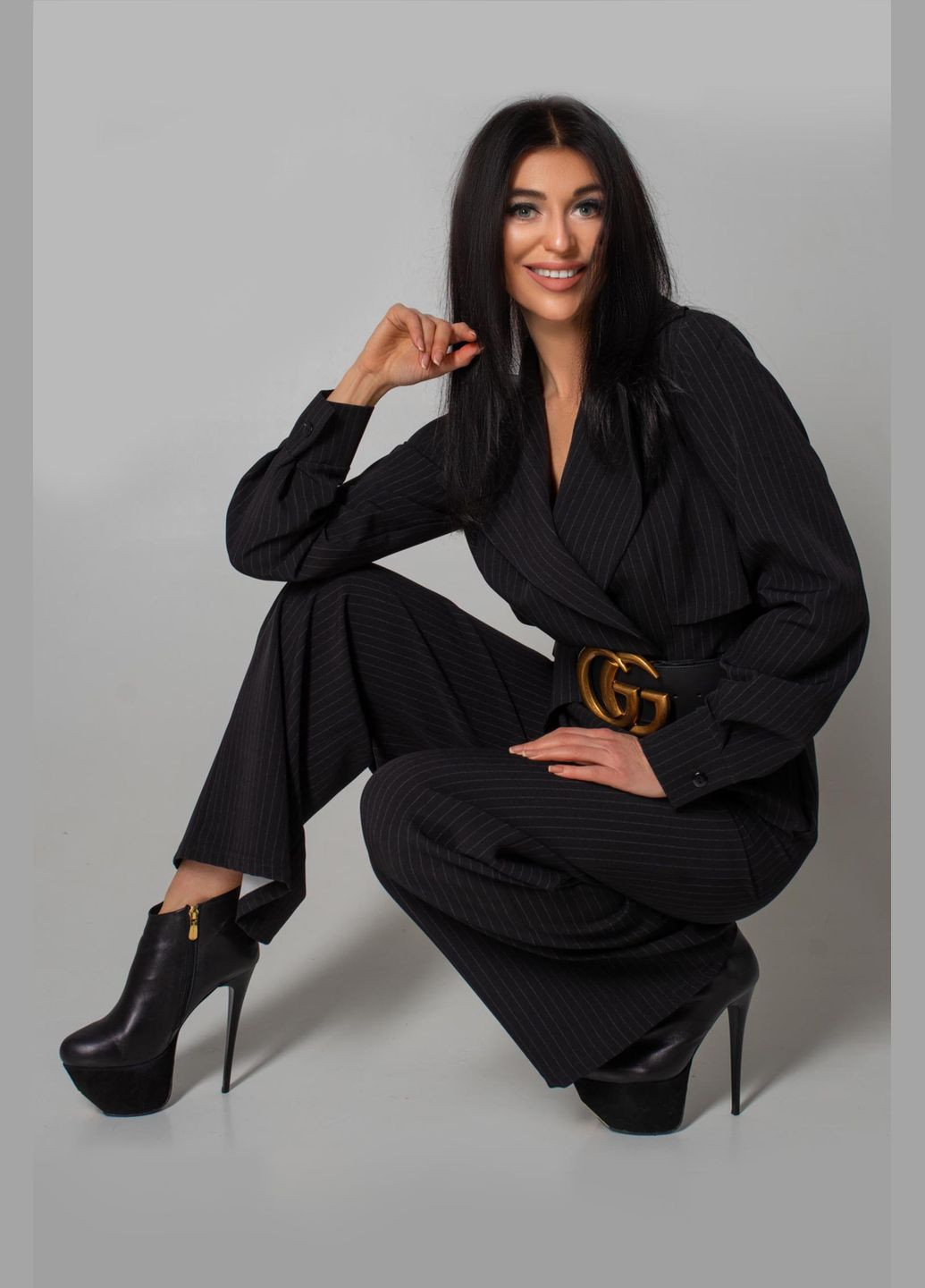 Комбінезон Liton комбінезон-брюки чорний діловий, повсякденний костюмна