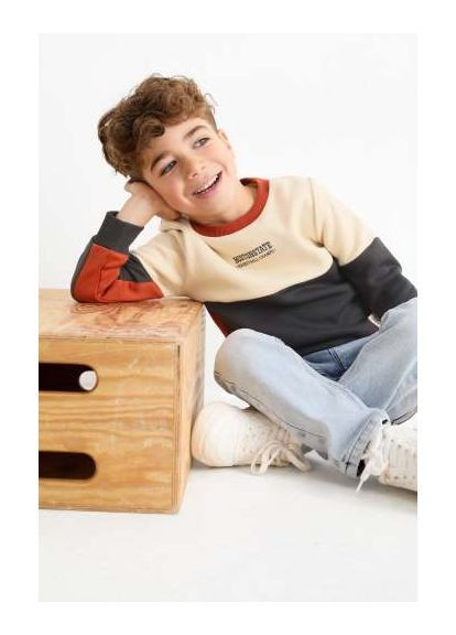 C&A світшот (без капюшона) сіро-бежевий кежуал бавовна органічна, поліестер