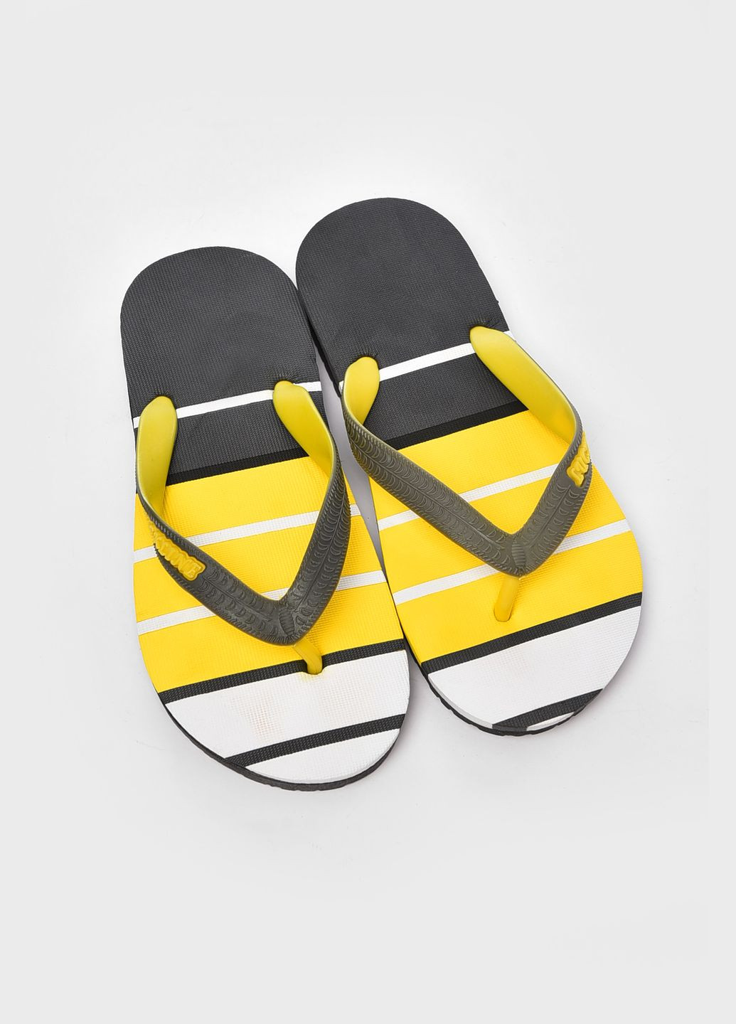 Черные джинсовые вьетнамки женские пена черно-желтого цвета в полоску Let's Shop