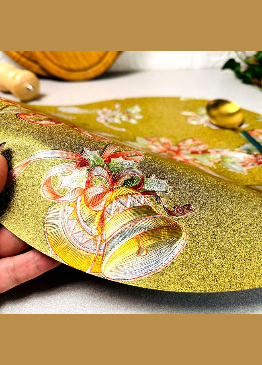 Зелена кругла серветка на новорічний стіл 38 см, новорічні товари (НГК-1) No Brand (304422212)